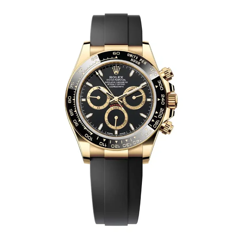 Rolex Cosmograph Daytona 40mm - Ref: 126518LN - Black Index Dial & Ceramic Bezel, 18K Yellow Gold Case Black Oysterflex Bracelet Men's Watch