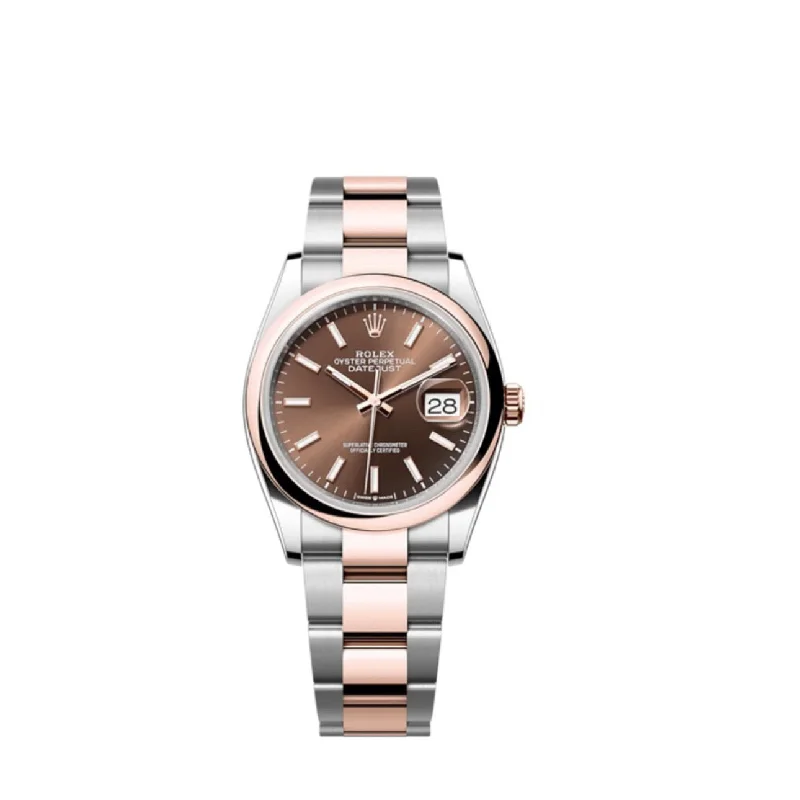 Rolex Datejust 36mm - Ref: 126201 - Chocolate Stick Dial, Two Tone Stainless Steel & 18K Rose Gold Oyster Bracelet Watch