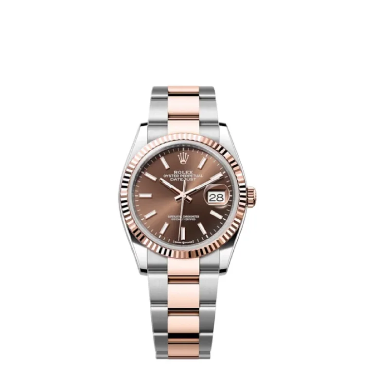 Rolex Datejust 36mm - Ref: 126231 - Chocolate Stick Dial, Two Tone Stainless Steel & 18K Rose Gold Oyster Bracelet Watch