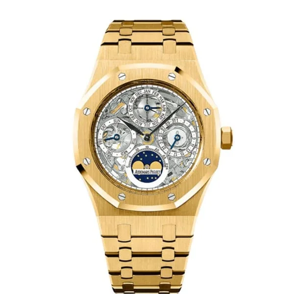 Audemars Piguet Royal Oak Openworked Perpetual Calendar 39mm Watch - Ref: 25829BA.OO.0944BA.01 - Transparent Sapphire Moonphase Dial, 18K Yellow Gold Bracelet