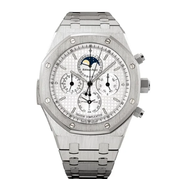 Audemars Piguet Royal Oak Grande Complication 44mm Men's Watch - Ref: 25865BC.OO.1105BC.04 - White Moonphase Dial, 18K White Gold Bracelet