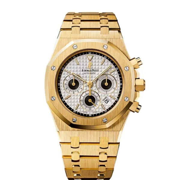 Audemars Piguet Royal Oak Chronograph 39mm Watch - Ref: 25960BA.OO.1185BA.02 - Silver Dial, 18K Yellow Gold Bracelet