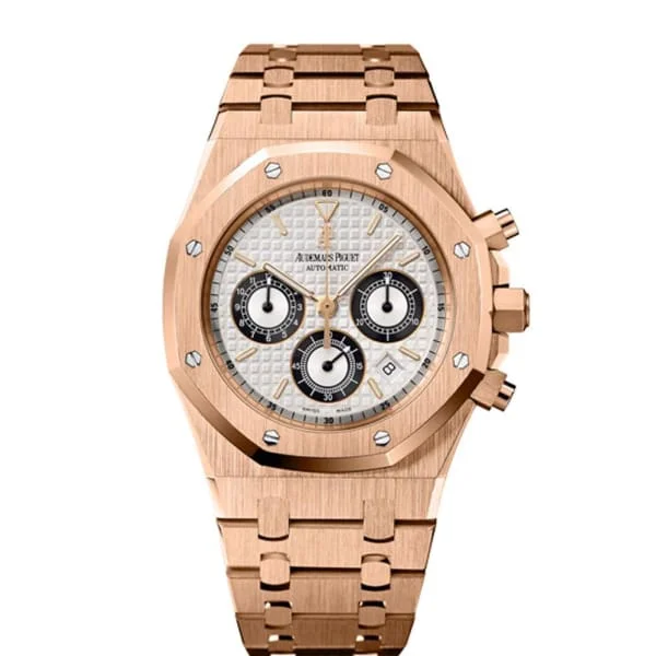 Audemars Piguet Royal Oak Chronograph 39mm Watch - Ref: 25960OR.OO.1185OR.02 - Silver Dial, 18K Rose Gold Bracelet