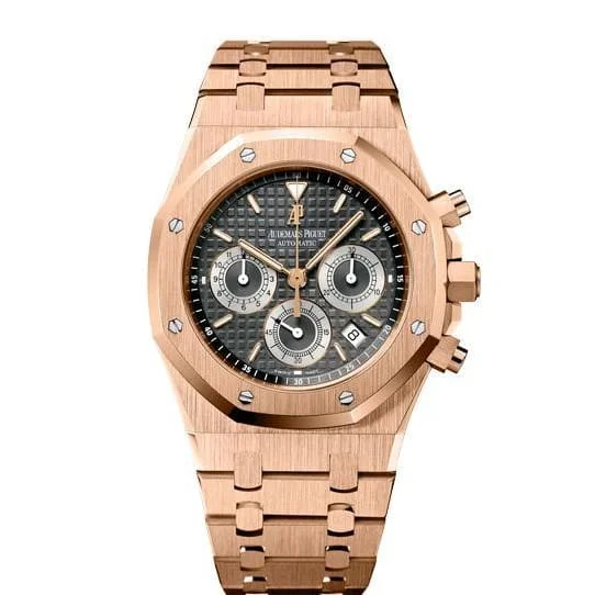 Audemars Piguet Royal Oak Chronograph 39mm Watch - Ref: 25960OR.OO.1185OR.03 - Grey Dial, 18K Rose Gold Bracelet