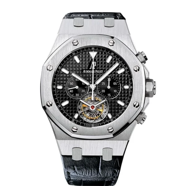 Audemars Piguet Royal Oak Tourbillon Chronograph 44 mm | Alligator strap, Black Dial, Mens Watch, Ref. 25977ST.OO.D002CR.01