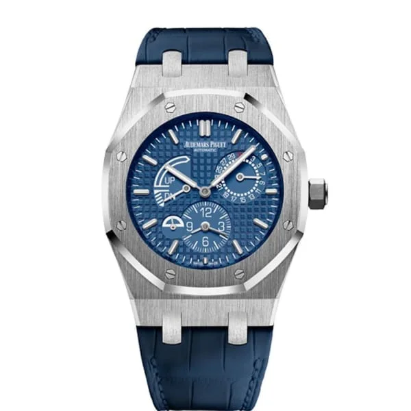 Audemars Piguet Royal Oak Dual Time 39mm Watch - Ref: 26124ST.OO.D018CR.01 - Blue Dial, Blue Alligator Strap