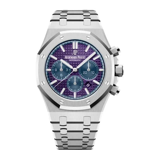 Audemars Piguet Royal Oak Selfwinding Chronograph 41mm Men's Watch - Ref: 26338PT.OO.1220PT.01 - Purple Dial, Platinum Bracelet