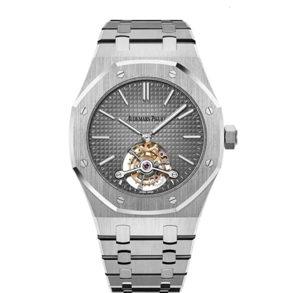 Audemars Piguet Royal Oak Tourbillon Extra-Thin 41mm Men's Watch - Ref: 26510PT.OO.1220PT.01 - Grey Dial, Platinum Bracelet