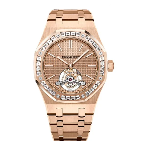 Audemars Piguet Royal Oak Tourbillon Extra-Thin 41mm Men's Watch - Ref: 26514OR.ZZ.1220OR.01 - Rose Gold Dial & Diamond Bezel, 18K Rose Gold Bracelet