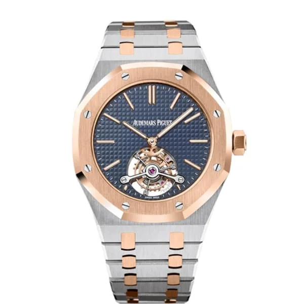 Audemars Piguet Royal Oak Tourbillon Extra-Thin 41mm Men's Watch - Ref: 26517SR.OO.1220SR.01 - Blue Dial, Two Tone Stainless Steel & 18K Rose Gold Bracelet