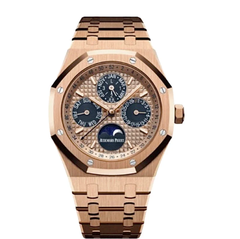 Audemars Piguet Royal Oak Perpetual Calendar 41mm Men's Watch - Ref: 26584OR.OO.1220OR.01 - Rose Gold Moonphase Dial, 18K Rose Gold Bracelet