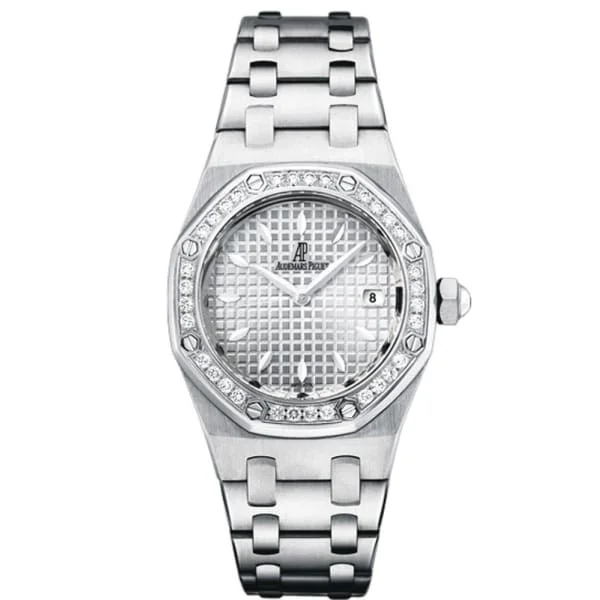 Audemars Piguet Royal Oak 33mm Ladies Watch - Ref: 67621ST.ZZ.1230ST.01 - Silver Dial & Diamond Bezel, Stainless Steel Bracelet