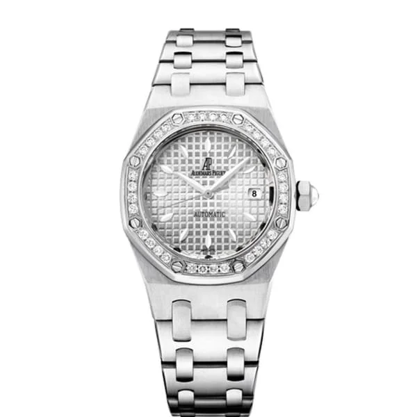 Audemars Piguet Royal Oak 33mm Ladies Watch - Ref: 77321ST.ZZ.1230ST.01 - Silver Dial & Diamond Bezel, Stainless Steel Bracelet