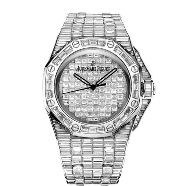 Audemars Piguet Royal Oak Offshore 42mm Men's Watch - Ref: 15130BC.ZZ.8042BC.01 - Pave Diamond Dial & ave Diamond Bezel 18K White Gold Diamond Bracelet