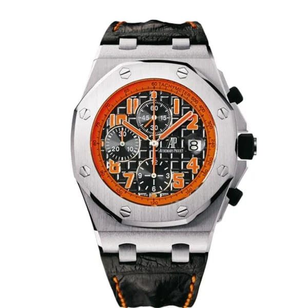 Audemars Piguet Royal Oak Offshore Chronograph Volcano 42mm Men's Watch - Ref: 26170ST.OO.D101CR.01 - Black Orange Dial in Stainless Steel Case, Black Alligator Strap