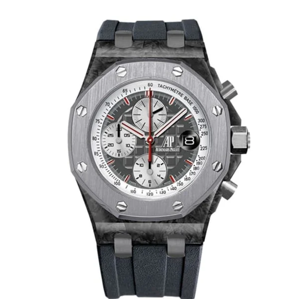 Audemars Piguet Royal Oak Offshore Jarno Trulli 42mm Men's Watch - Ref: 26202AU.OO.D002CA.01 - Anthracite Dial in Forged Carbon Case, Black Rubber Strap