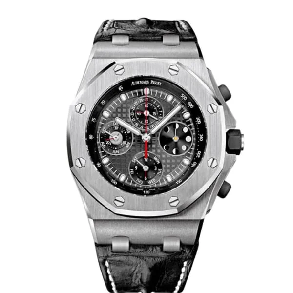 Audemars Piguet Royal Oak Offshore Perpetual Calendar Chronograph 42mm Men's Watch - Ref: 26209TI.OO.D101CR.01 - Black Dial in Titanium Case, Black Alligator Strap