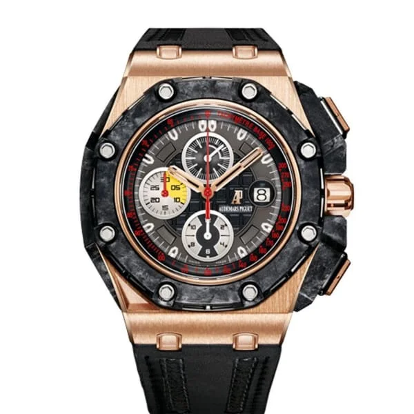 Audemars Piguet Royal Oak Offshore Grand Prix Chronograph 44mm Men's Watch - Ref: 26290RO.OO.A001VE.01 - Black Dial in 18K Rose Gold Case, Black Strap