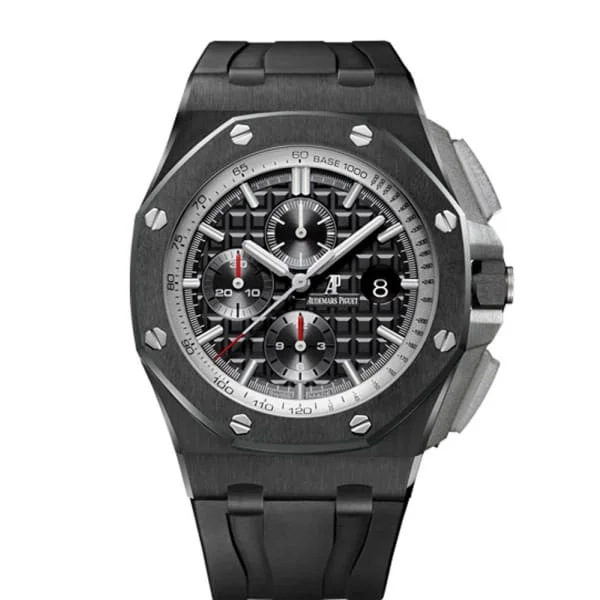 Audemars Piguet Royal Oak Offshore Chronograph 44mm Men's Watch - Ref: 26402CE.OO.A002CA.02 - Black Dial in Black Ceramic Case, Black Rubber Strap