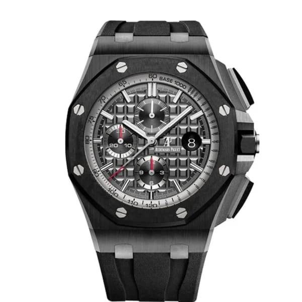 Audemars Piguet Royal Oak Offshore Chronograph 44mm Men's Watch - Ref: 26405CE.OO.A002CA.01 - Black Dial in Black Ceramic Case, Black Rubber Strap