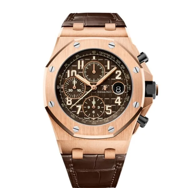 Audemars Piguet Royal Oak Offshore Selfwinding Chronograph 42mm Men's Watch - Ref: 26470OR.OO.A099CR.01 - Brown Dial in 18K Rose Gold Case, Brown Alligator Strap