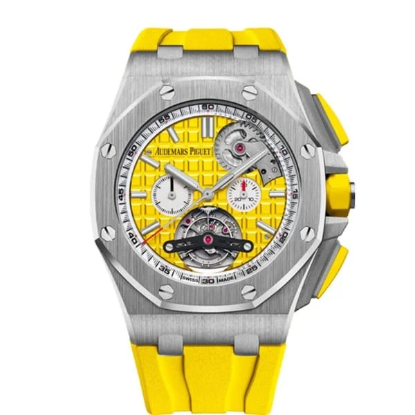 Audemars Piguet Royal Oak Offshore Tourbillon Chronograph 44mm Men's Watch - Ref: 26540ST.OO.A051CA.01 - Yellow Dial, Yellow Rubber Strap