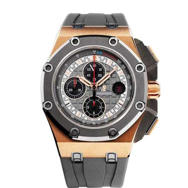 Audemars Piguet Royal Oak Offshore Chronograph "Michael Schumacher" 44mm Men's Watch - Ref: 26568OM.OO.A004CA.01 - Anthracite Dial in 18K Rose Gold Case, Black Rubber Strap