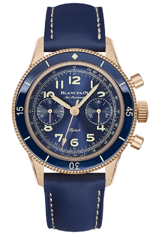 Blancpain Air Command Red Gold Blue Calfskin Unisex Watch - AC03 36B40 63B