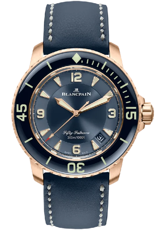 Blancpain Fifty Fathoms Automatique Red Gold Barennia Leather Men's Watch - 5015 3603C 63B