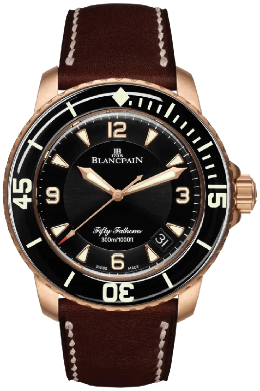 Blancpain Fifty Fathoms Automatique Red Gold Barennia Leather Men's Watch - 5015A 3630 63B