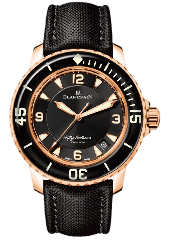 Blancpain Fifty Fathoms Automatique Red Gold Black Canvas Men's Watch - 5015 3630 52A