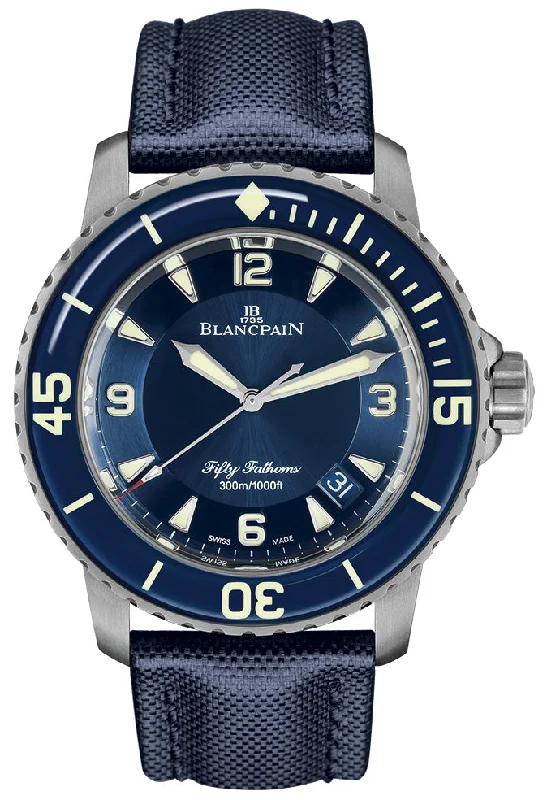 Blancpain Fifty Fathoms Automatique Titanium Blue Canvas Men's Watch - 5015 12B40 O52A