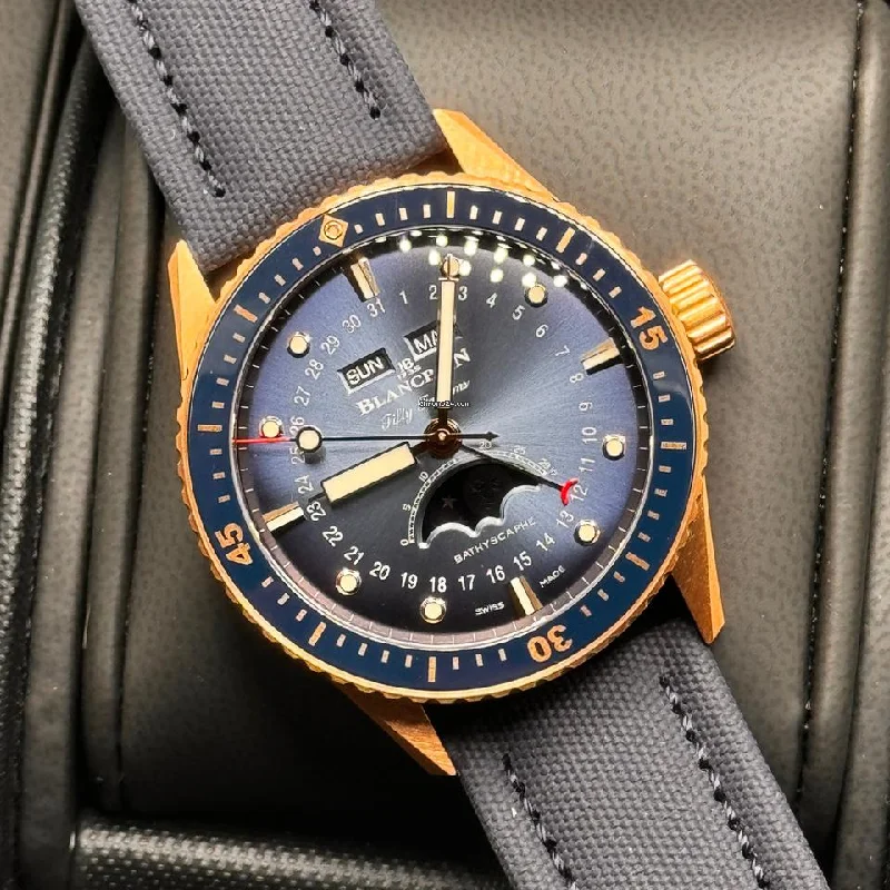 Blancpain Fifty Fathoms Bathyscaphe NEW 2024 Fifty Fathoms Bathyscaphe Quantième Complet Phases 5054 3640 O52B