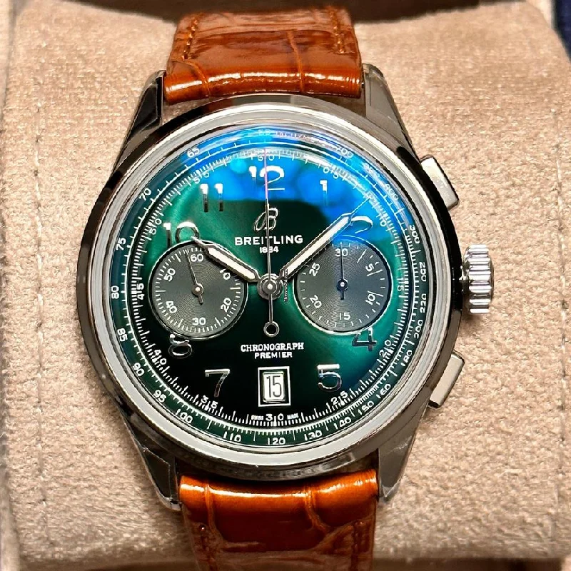 Breitling NEW 2024 Premier B01 Chronograph 42 Stainless GREEN DIAL