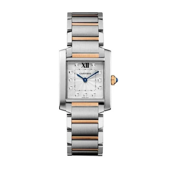 Cartier Tank Francaise 30.5 mm | Two-Tone Steel and 18k Rose Gold bracelet | Silver dial | Ladies Watch WE110005