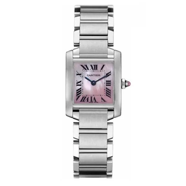 Cartier Tank Francaise Steel Pink Mother-of-Pearl Ladies Watch W51028Q3