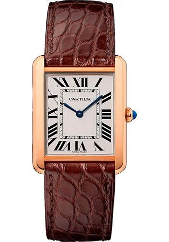 Cartier Tank Solo Watch - 34.8 mm Pink Gold Case - Brown Alligator Strap - W5200025