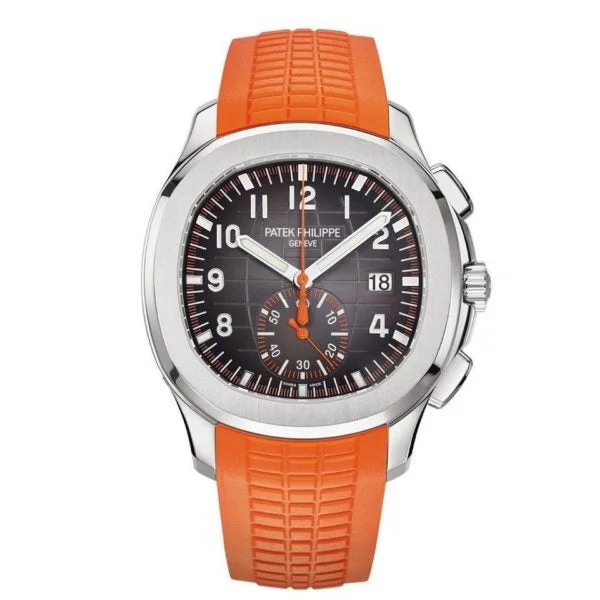 Patek Philippe Aquanaut Selfwinding Chronograph - 42.2 mm Steel Case - Black Dial - Orange Composite Strap - 5968A-001