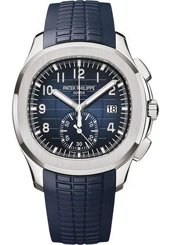 Patek Philippe Aquanaut Selfwinding Chronograph - 42.2 mm White Gold Case - Blue Dial - Midnight Blue Composite Strap - 5968G-001