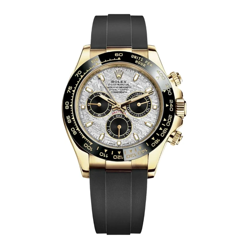 Rolex Cosmograph Daytona 40mm - Ref: 116518ln-0076 - Meteorite & Black Index Dial & Ceramic Bezel, 18K Yellow Gold Case Black Oysterflex Bracelet Men's Watch