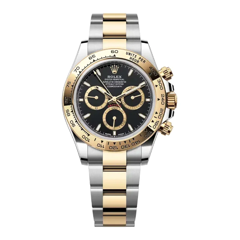 Rolex Cosmograph Daytona 40mm - Ref: 126503 - Black Index Dial & Gold Bezel, Two Tone Stainless Steel & 18K Yellow Gold Oyster Bracelet Men's Watch