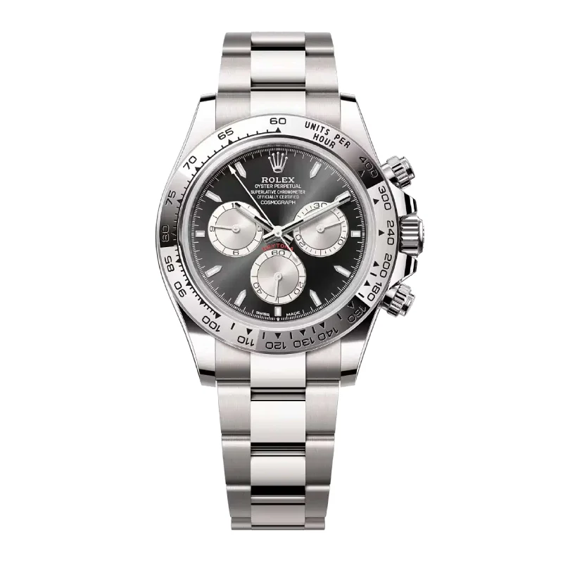 Rolex Cosmograph Daytona 40mm - Ref: 126509 - Bright Black & Steel Index Dial, 18K White Gold Oyster Bracelet Men's Watch