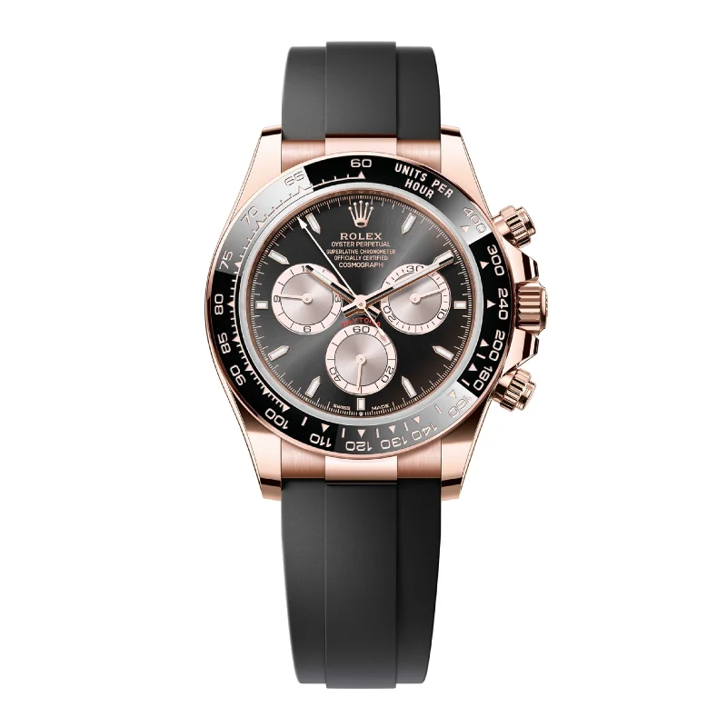 Rolex Cosmograph Daytona 40mm - Ref: 126515LN - Bright Black & Sundust Index Dial & Ceramic Bezel, 18K Rose Gold Case Black Oysterflex Bracelet Men's Watch