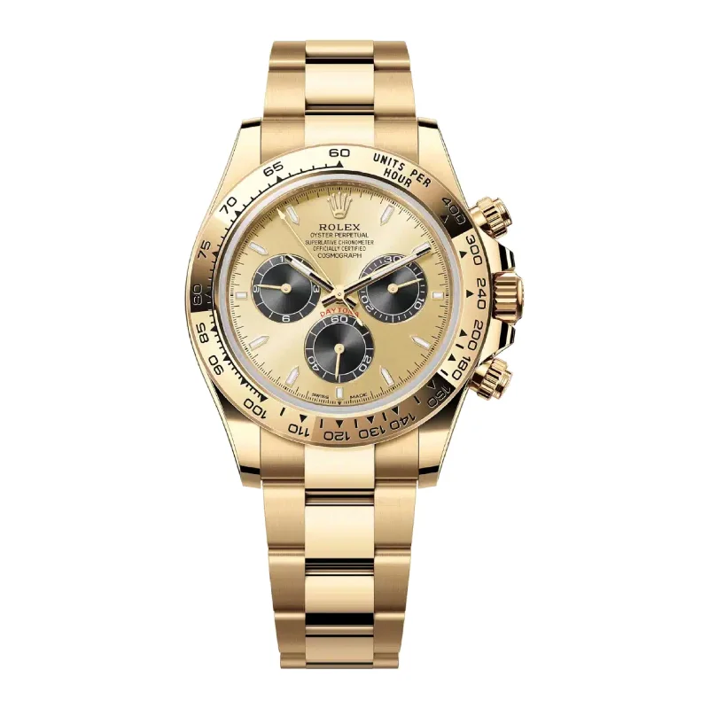 Rolex Cosmograph Daytona 40mm - Ref: 126508 - Golden & Black Index Dial, 18K Yellow Gold Oyster Bracelet Men's Watch