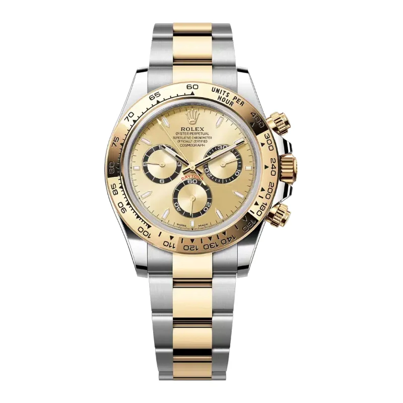 Rolex Cosmograph Daytona 40mm - Ref: 126503 - Golden Index Dial & Gold Bezel, Two Tone Stainless Steel & 18K Yellow Gold Oyster Bracelet Men's Watch