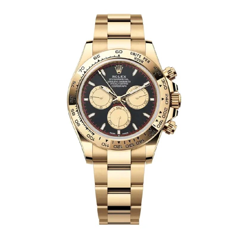 Rolex Cosmograph Daytona 40mm - Ref: 126508 - Black & Champagne Index Dial, 18K Yellow Gold Oyster Bracelet Men's Watch