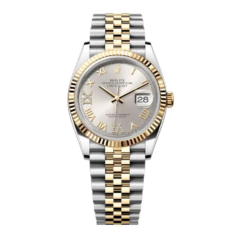 Rolex Datejust 36mm - Ref: 126233-0031 - Silver Roman Diamond Dial, Two Tone Stainless Steel & 18K Yellow Gold Jubilee Bracelet Watch