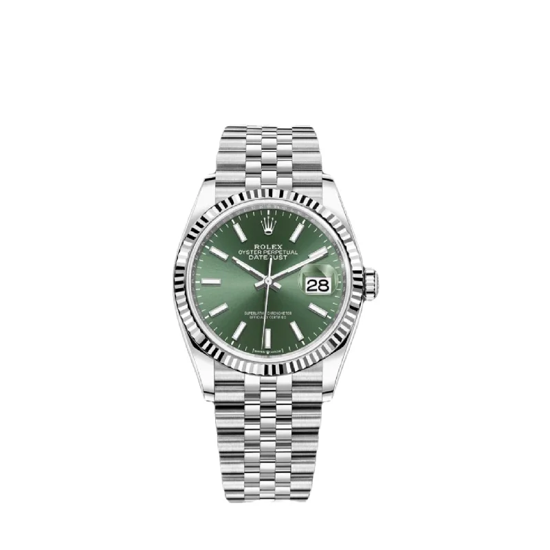 Rolex Datejust 36mm - Ref: 126234 - Green Stick Dial, Stainless Steel Jubilee Bracelet Watch