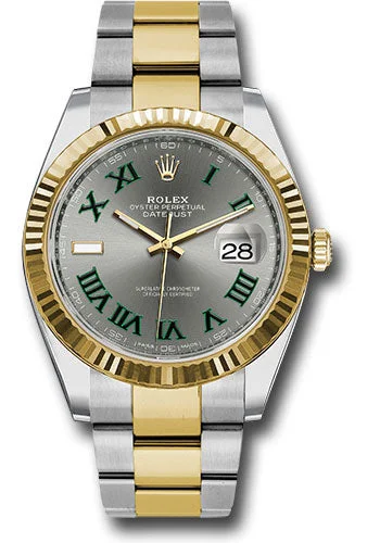 Rolex Datejust 41mm - Ref: ROL-70006 - Wimbledon Slate Dial, Two Tone Stainless Steel & 18K Yellow Gold Oyster Bracelet Men's Watch