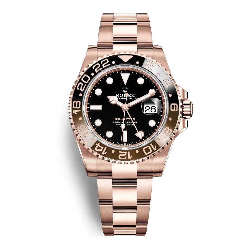 Rolex GMT-Master II "Rootbeer" 40mm - Ref: 126715chnr-0001 - Black Dial, Brown & Black Ceramic Bezel, 18K Rose Gold Oyster Bracelet Men's Watch